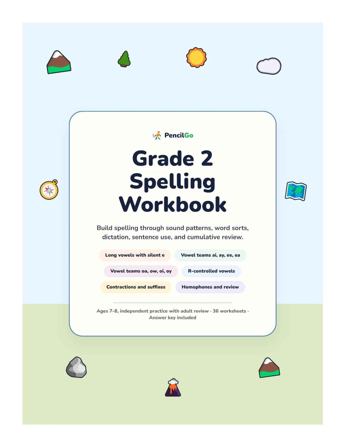 PencilGo Grade 2 Spelling Workbook printable workbook cover