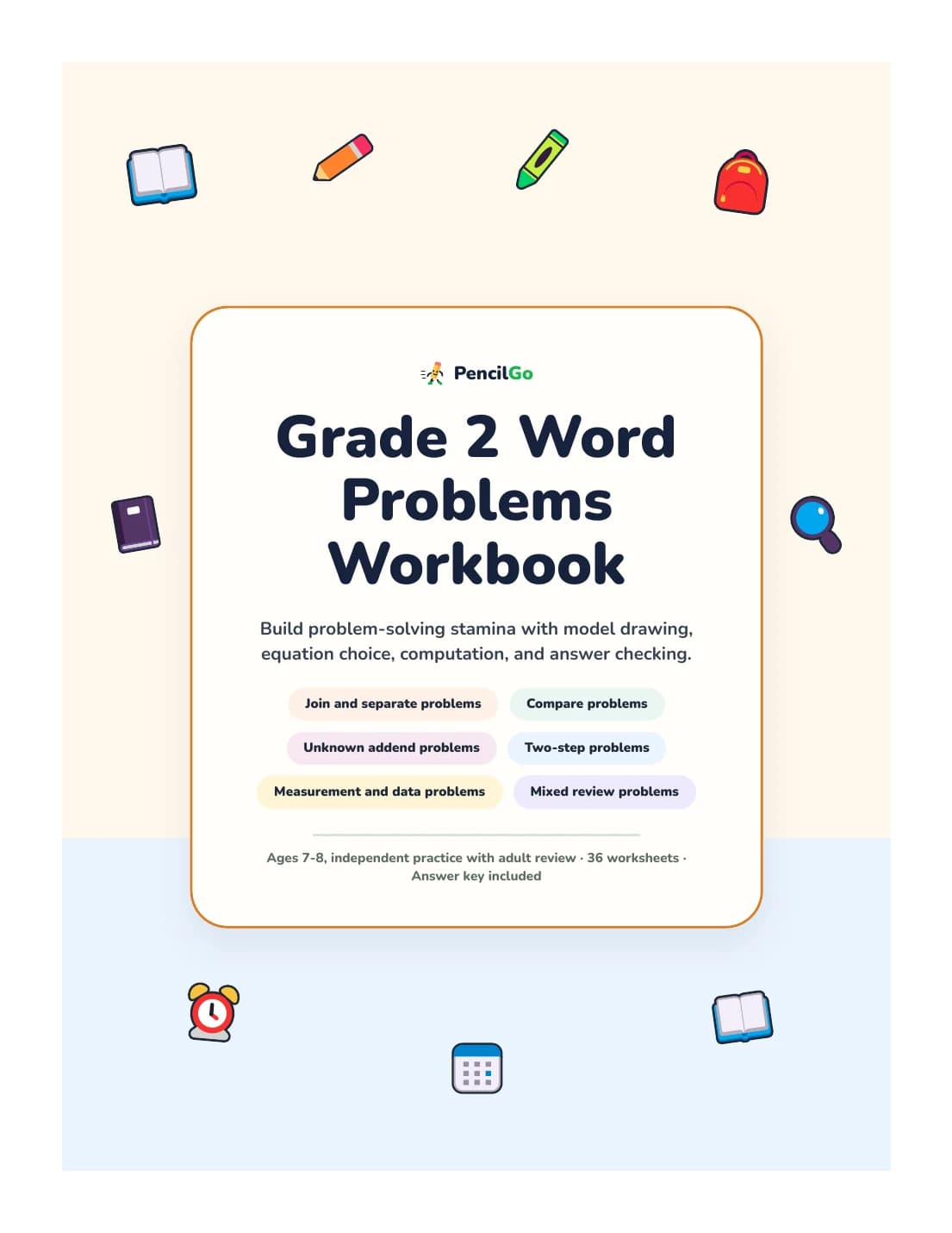 PencilGo Grade 2 Word Problems Workbook printable workbook cover