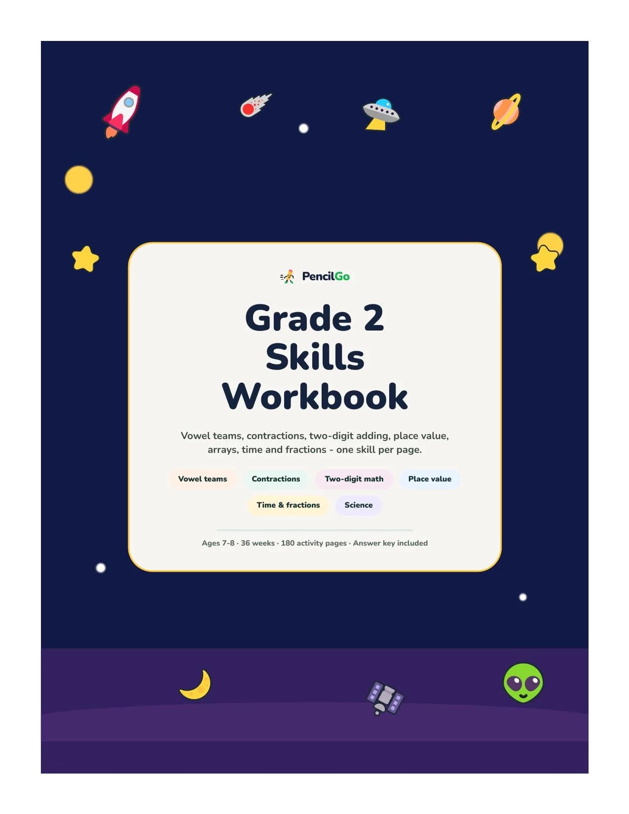 PencilGo Grade 2 Workbook 2026 printable workbook cover