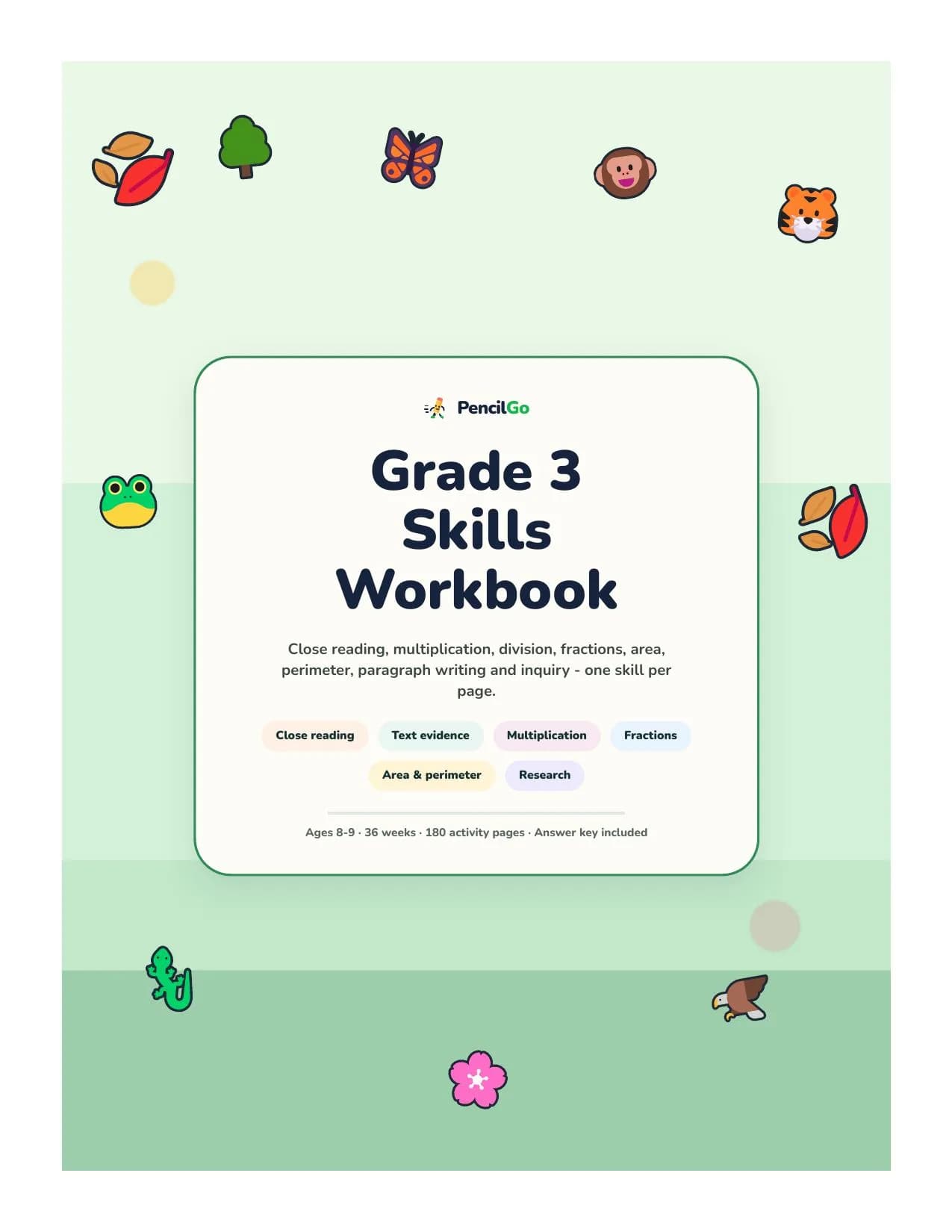 PencilGo Grade 3 Workbook 2026 printable workbook cover