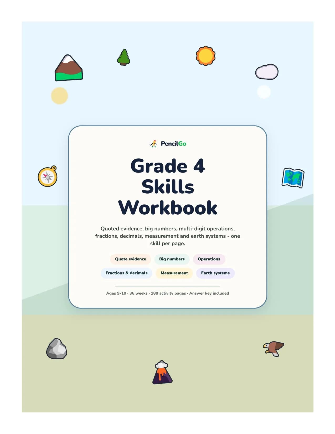 PencilGo Grade 4 Workbook 2026 printable workbook cover