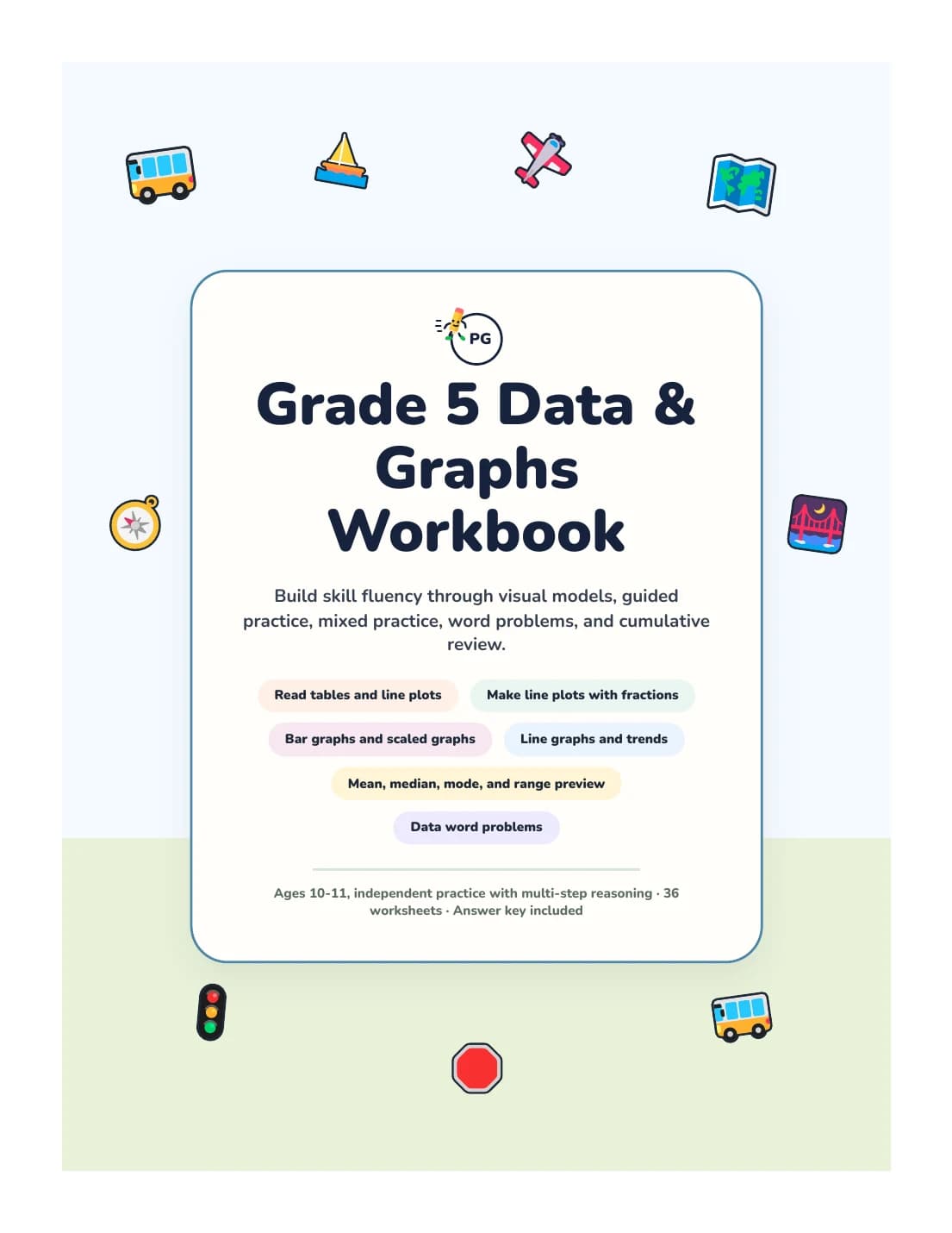 PencilGo Grade 5 Data & Graphs Workbook printable workbook cover