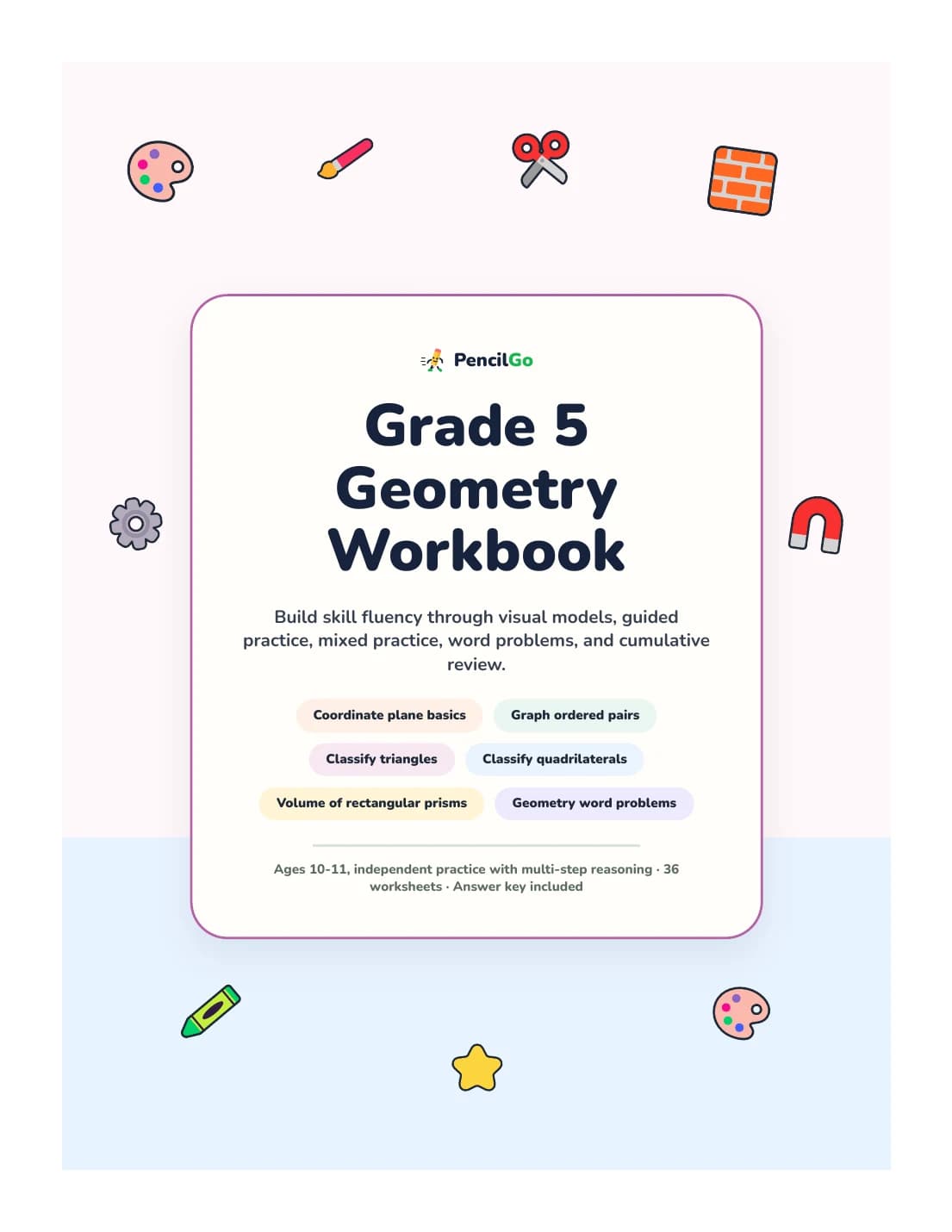 PencilGo Grade 5 Geometry Workbook printable workbook cover