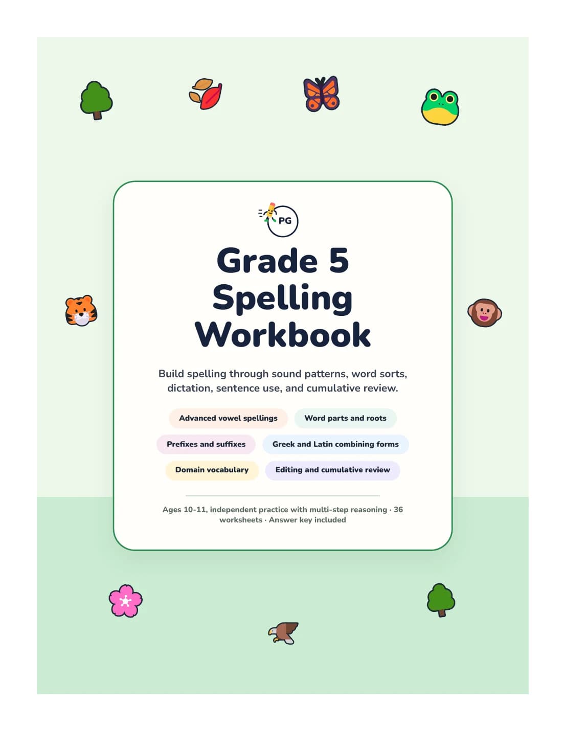 PencilGo Grade 5 Spelling Workbook printable workbook cover