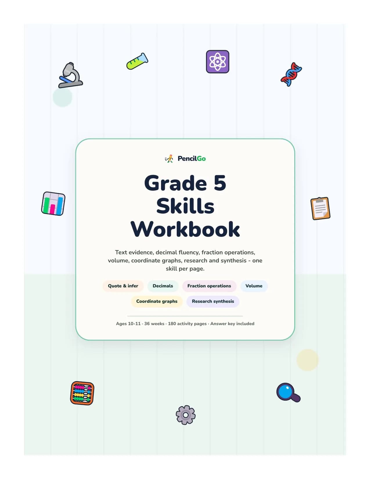 PencilGo Grade 5 Workbook 2026 printable workbook cover