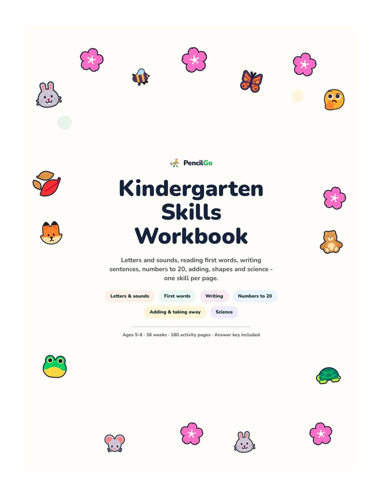 PencilGo Kindergarten Workbook 2026 printable workbook cover