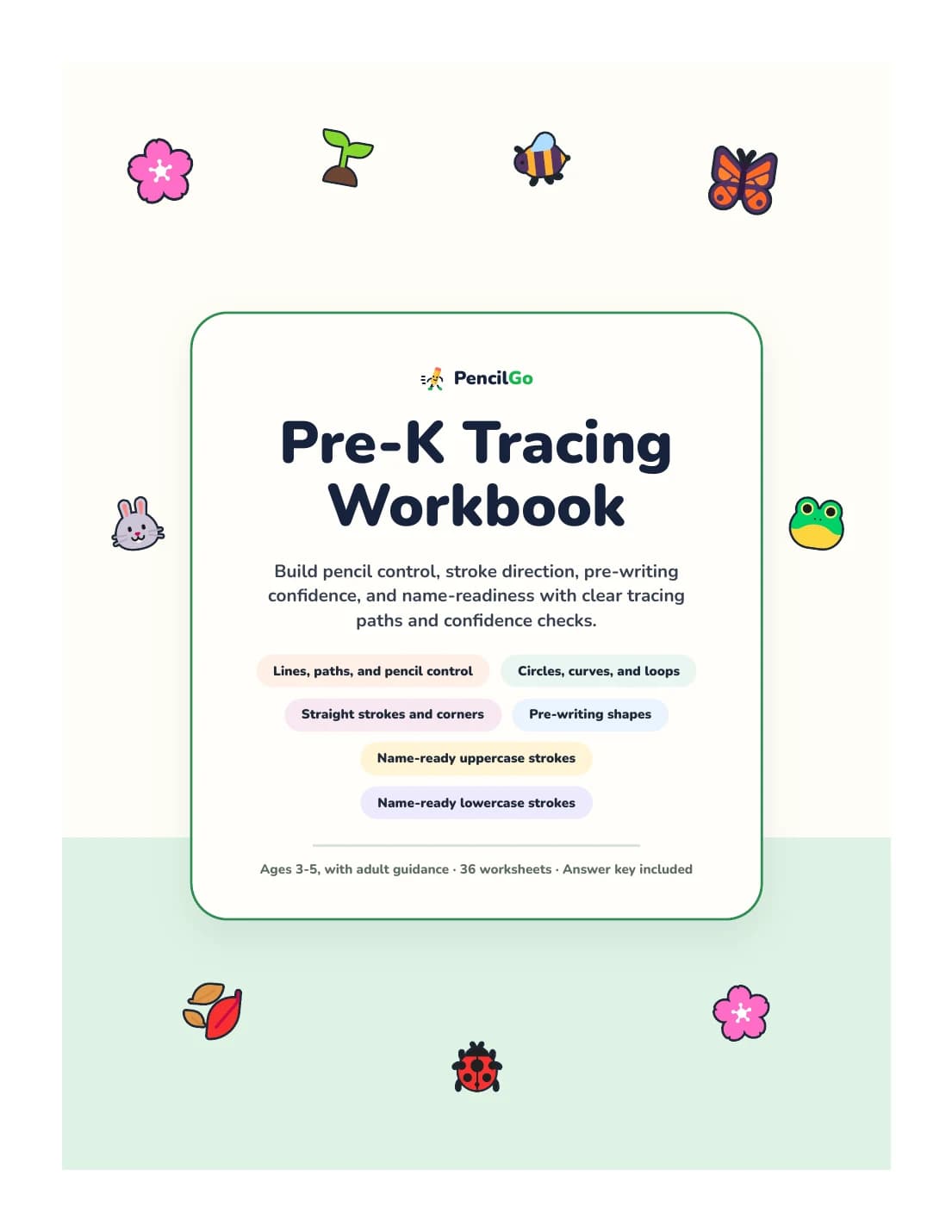 PencilGo Pre-K Tracing Workbook printable workbook cover