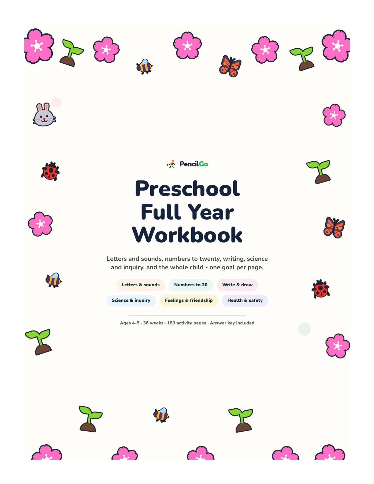 PencilGo Preschool Workbook 2026 printable workbook cover