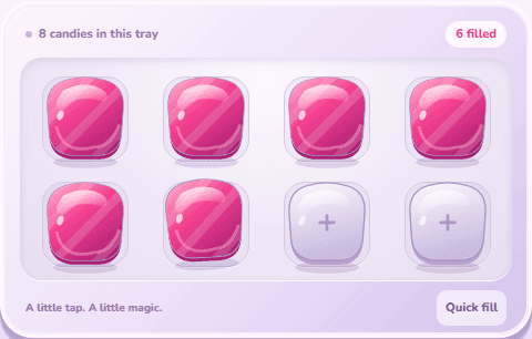 A colorful candy tray in Candy Pop Fractions