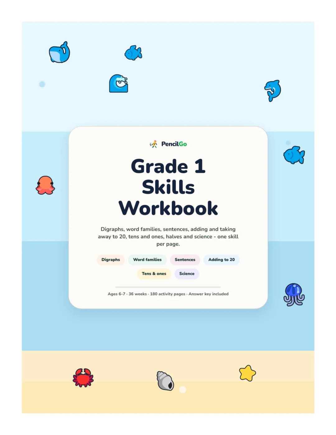 Cover of the PencilGo Grade 1 annual workbook