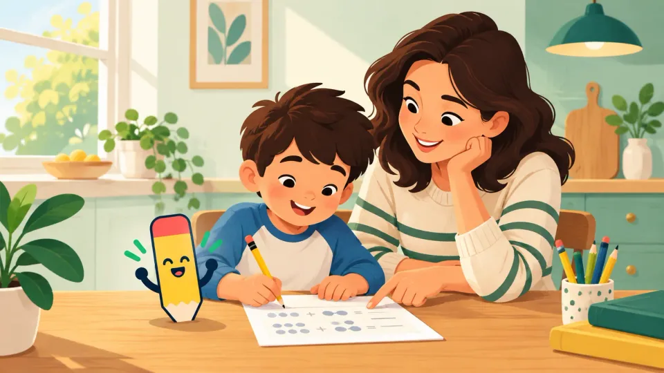 Parent and child practicing at home