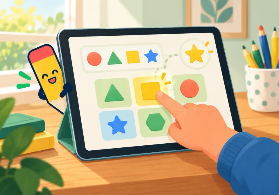 Colorful learning game on a tablet