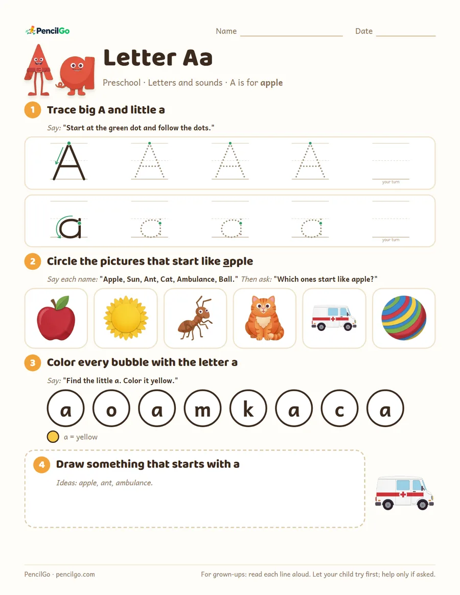 Preview of the letter a tracing worksheet